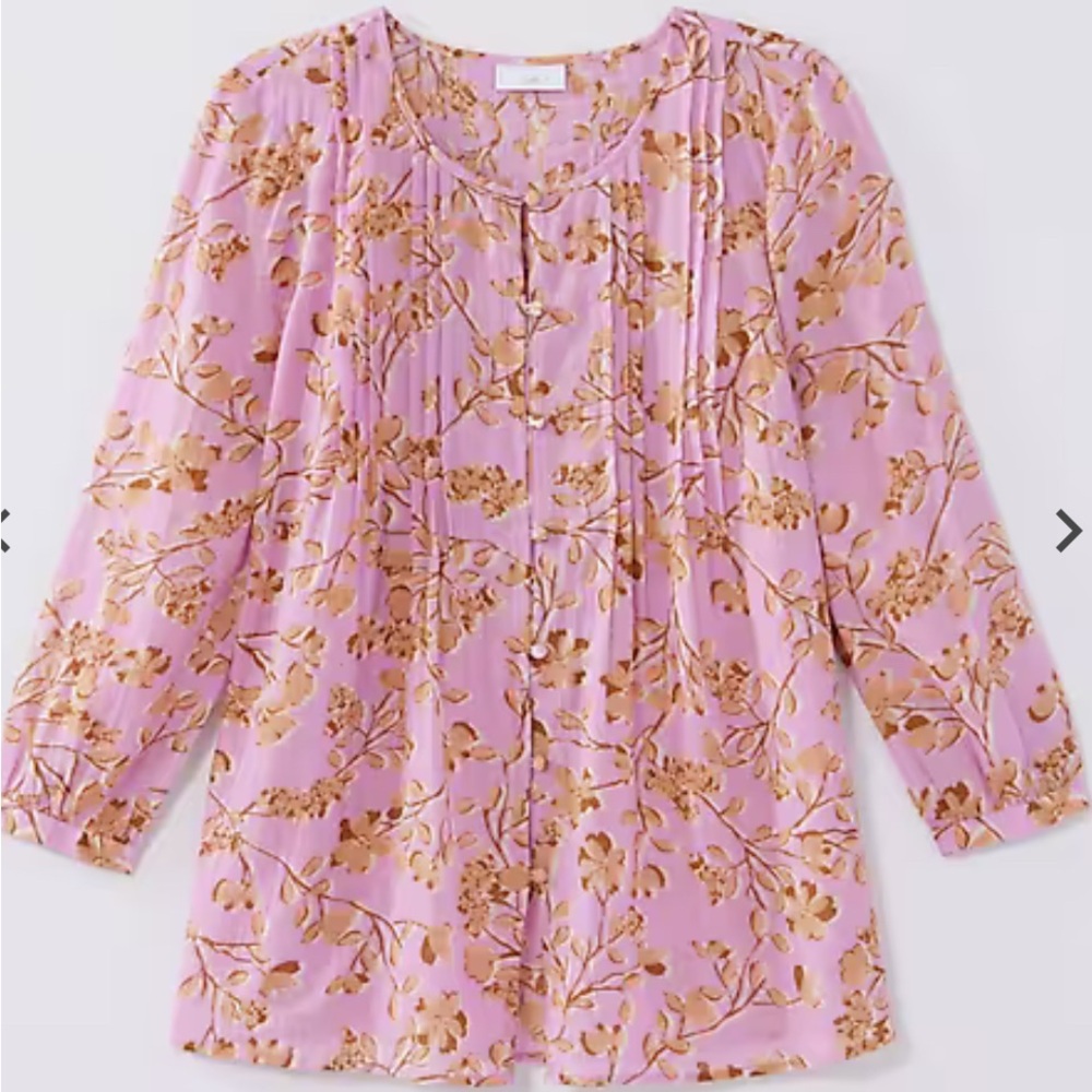 J Jill Printed A-Line Pintucked Top